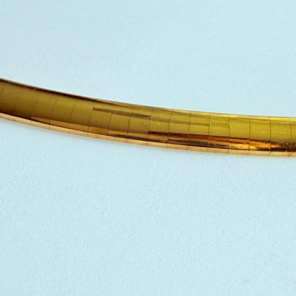 Estate 14K Yellow Gold Gooseneck Half Round Necklace Two Tone Modernist Pendant - Picture 11 of 12